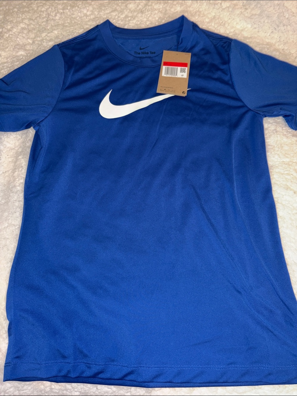 Nike Blue Short Sleeve Performance Tee with White Swoosh